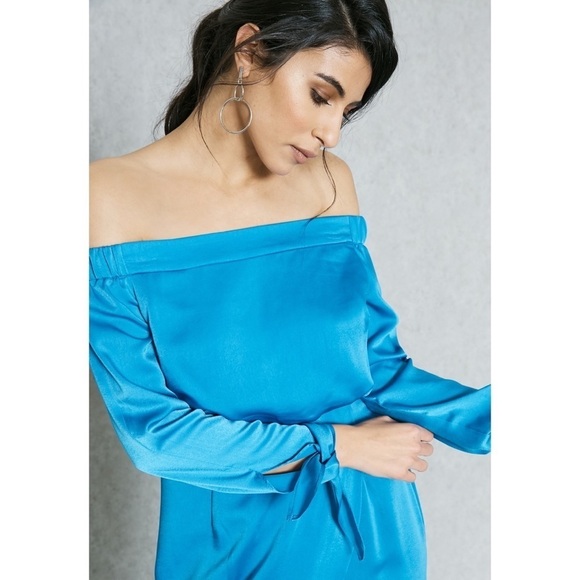 NWT Lavish Alice Satin Bardot Tie Sleeve Midi Dress Size 10 - Picture 3 of 9